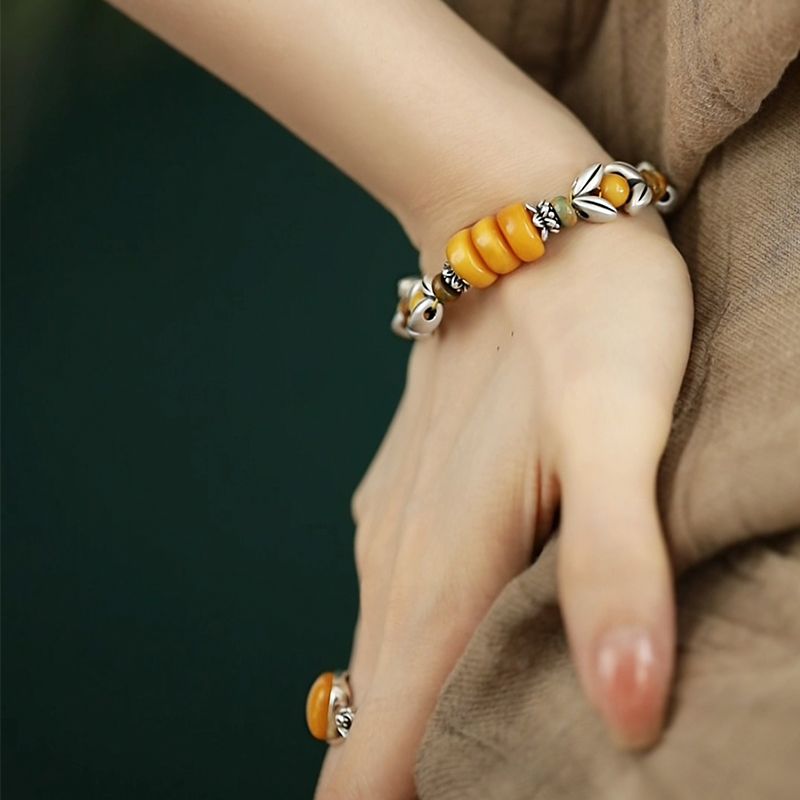Ethnic Wear Fashion Designer - 옐로우 디스크 라운드 비즈 스페이서 밀