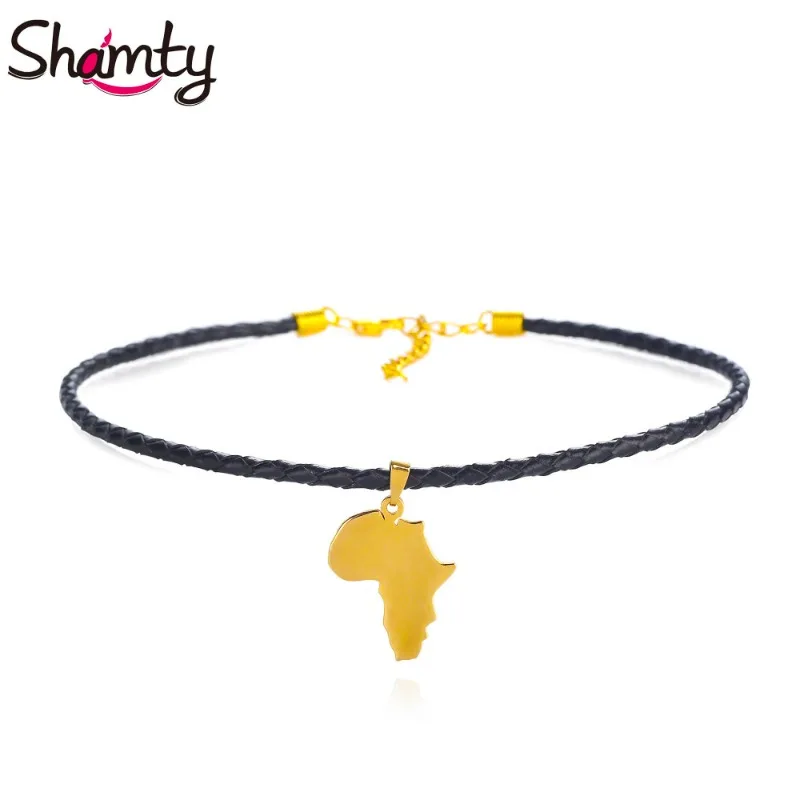 Women'S Ethnic Fashion Brands - Shamty 초커 목걸이 아프리카지도 펜던트 골드
