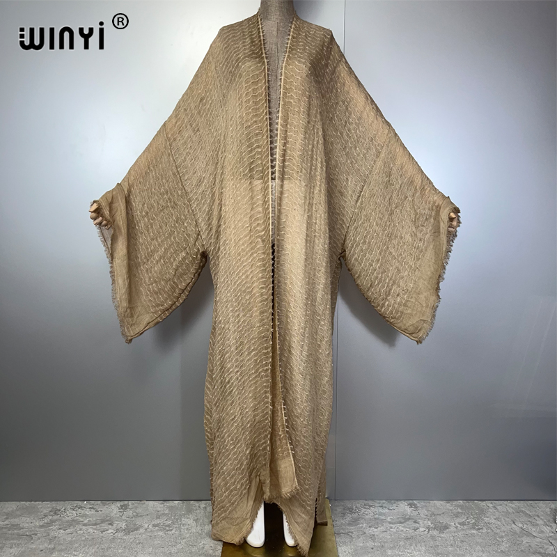 Kaftan Women Boho - WINYI 기하학 프린트 기모노 카프탄 비치웨어