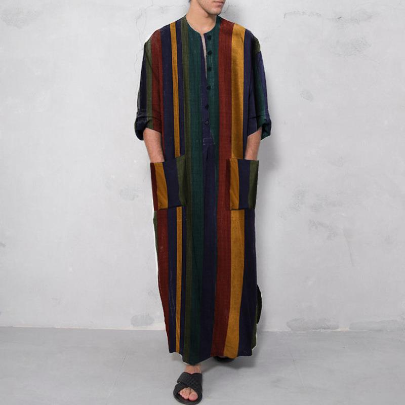 Ethnic Wear Men'S Fashion - 프린트 롱 남성 셔츠, 롱 로브