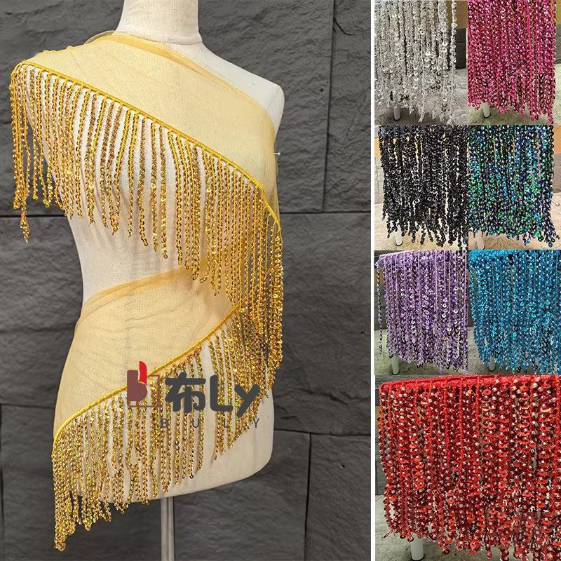 Ethnic Fashion Designer - 15cm 비즈 장식 스팽글 태슬 프린지,