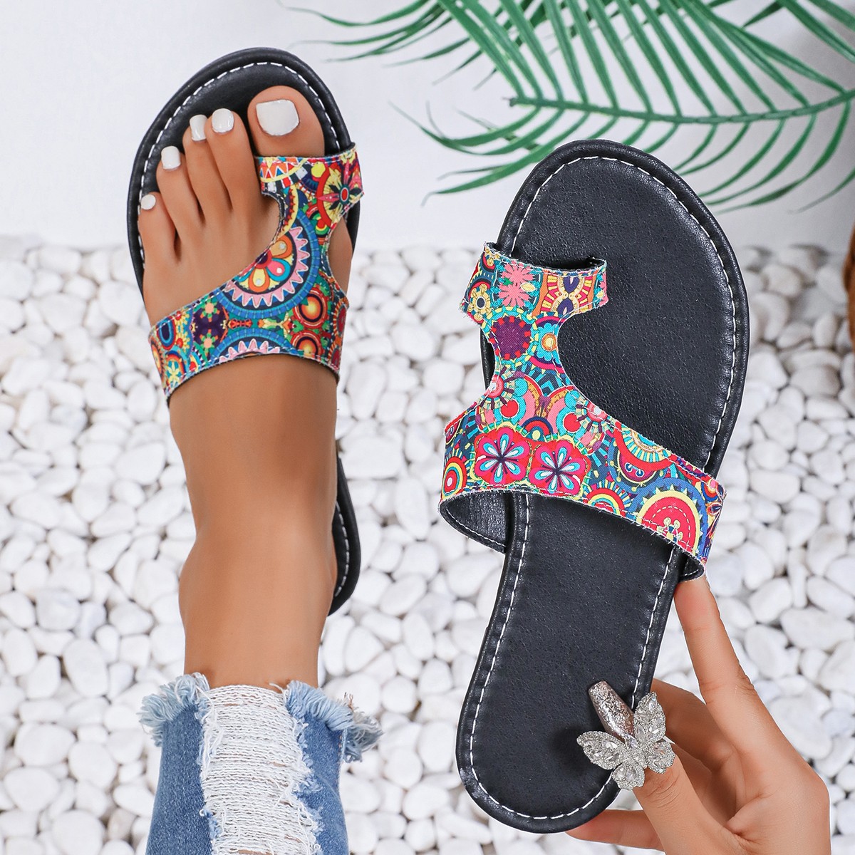 Women'S Ethnic Fashion Brands - 여성용 와이드 넓은 밴드 에스닉 플랫