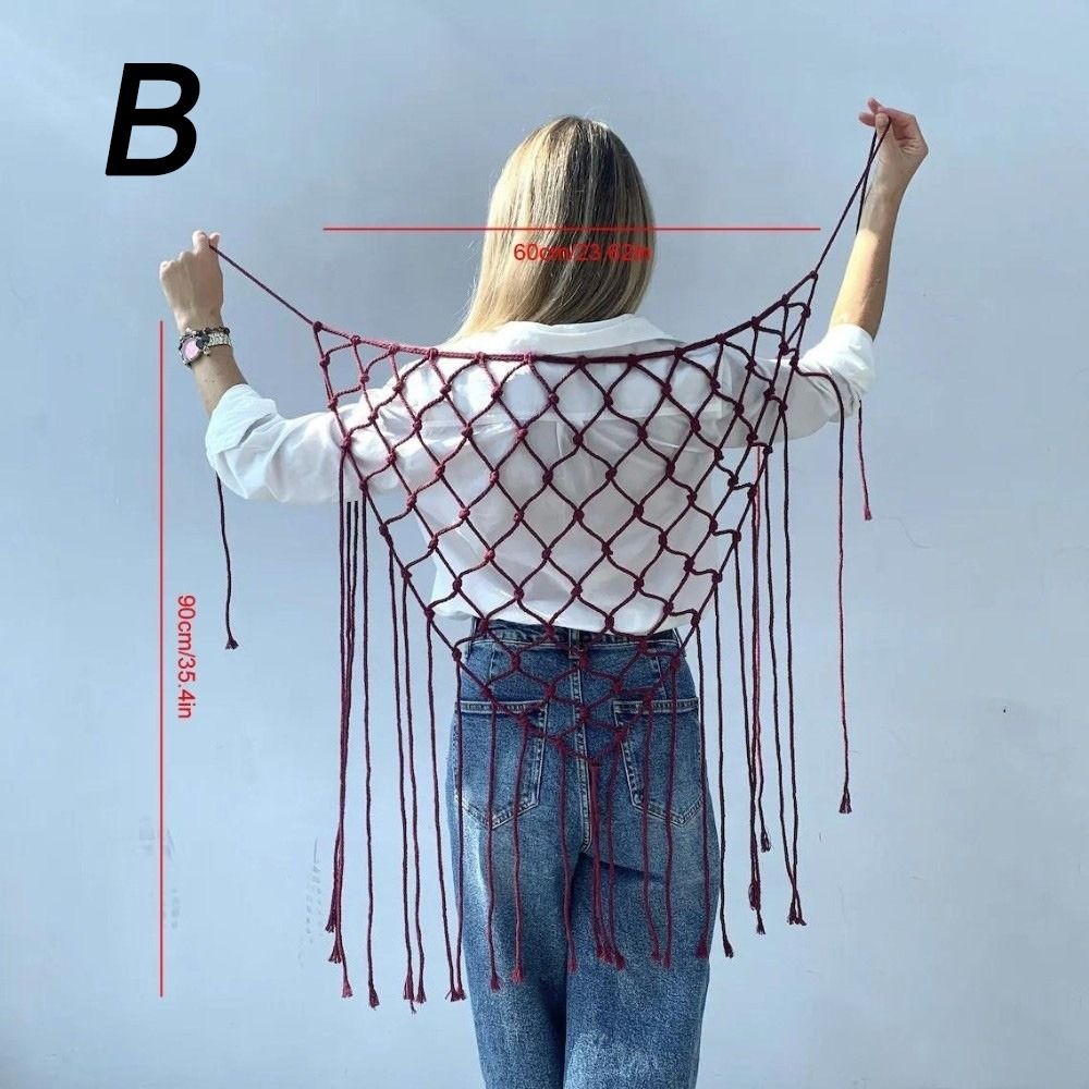 Ethnic Fashion Designer - 보헤미안 네트 프린지 스카프 숄 장식