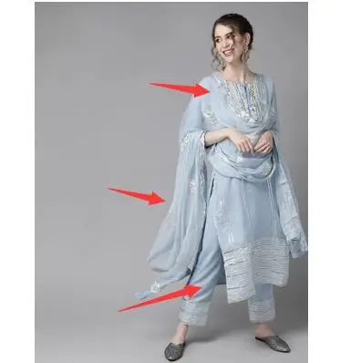 전통 인도 펀자비 자수 에스닉 스타일 의류, 여성 상의 - Salwar Kameez Set 리뷰 및 가격