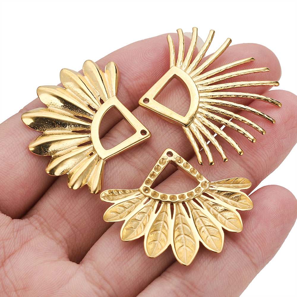 2개 스테인리스 스틸 부채꼴 귀걸이 참 보헤미안 금도금 - Ethnic Fashion Collection 리뷰 및 가격