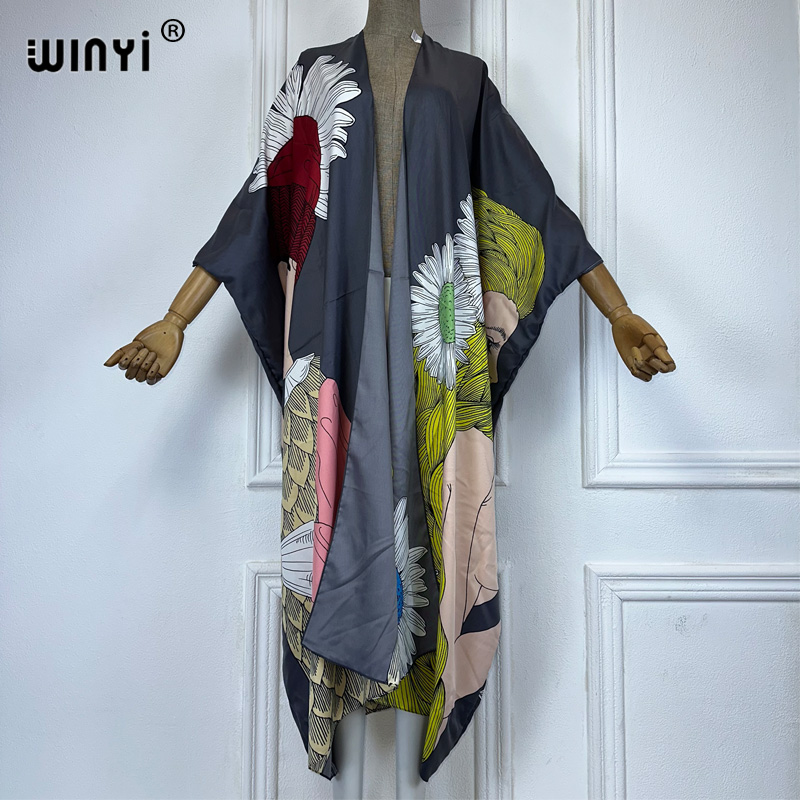 WINYI 보호 프린트 기모노 섹시 가디건, 비치 의상 - Kaftan Women Boho 리뷰 및 가격