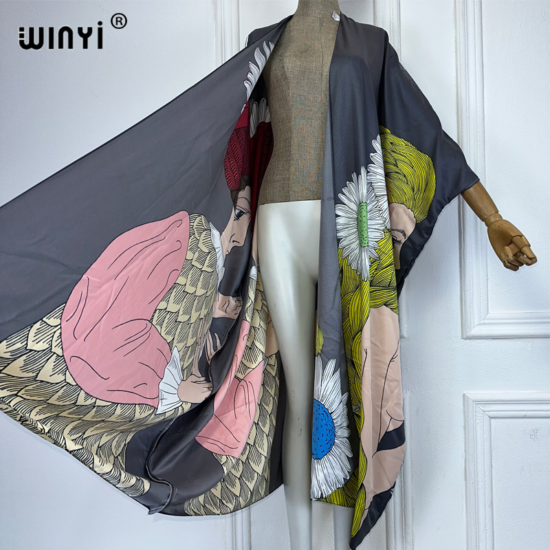 WINYI 보호 프린트 기모노 섹시 가디건, 비치 의상 - Kaftan Women Boho 리뷰 및 가격