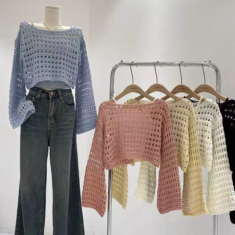 긴 소매 크로 셰 뜨개질 니트 탑 여름 해변 비키니 커 - Kaftan Women Boho 리뷰 및 가격