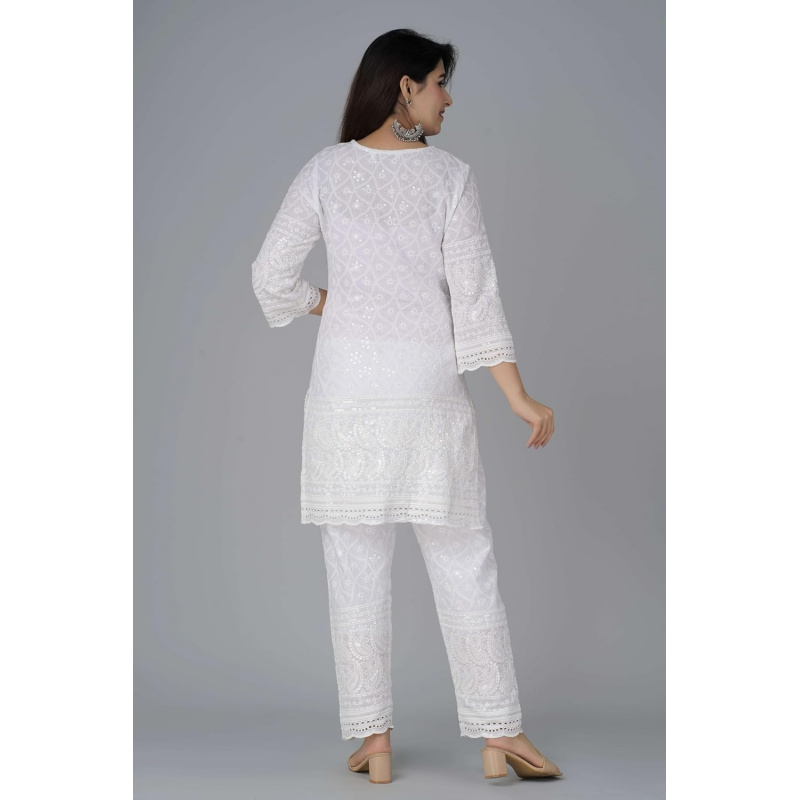 치칸카리 코튼 인도 여성용 쿠르티 여름 드레스 튜닉 탑 - Salwar Kameez Set 리뷰 및 가격