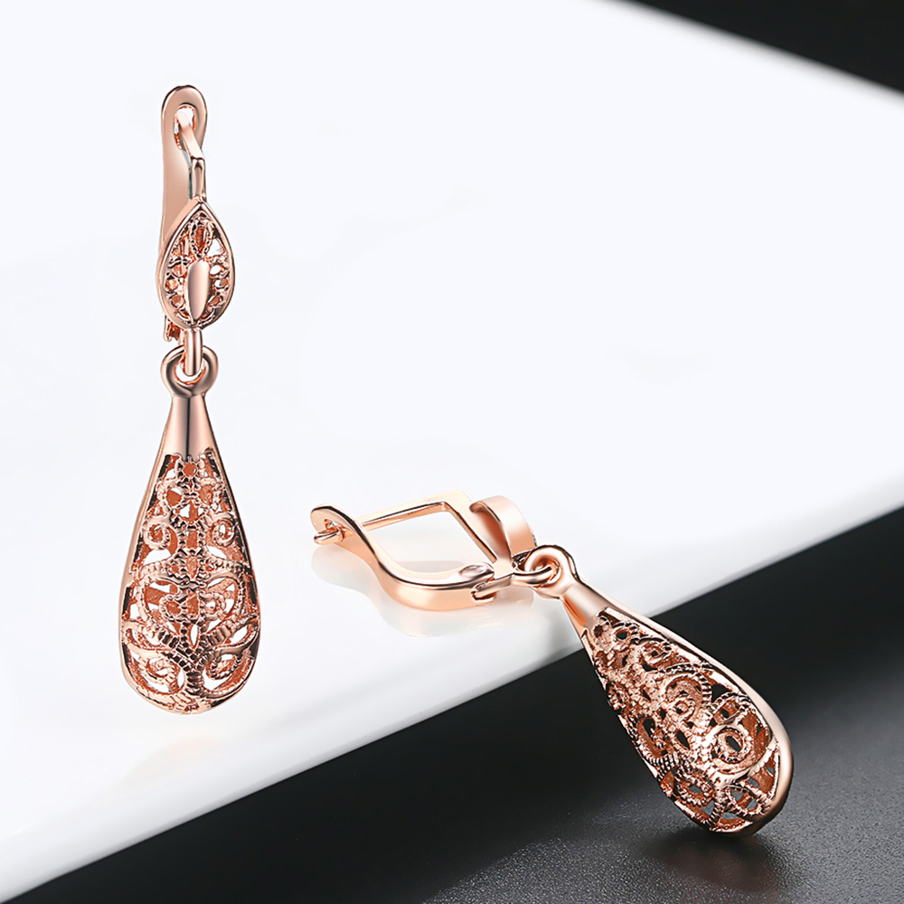 에스닉 스타일 빈티지 물방울 귀걸이 로즈 골드 컬러 웨 - Women'S Ethnic Fashion Brands 리뷰 및 가격