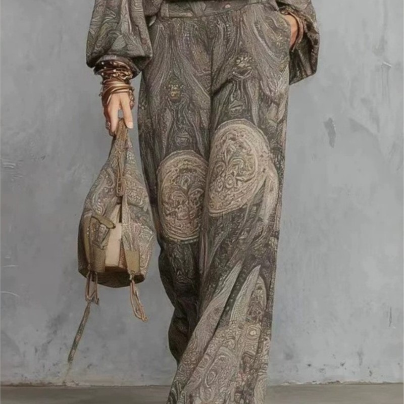 보헤미안 페이즐리 프린트 여성용 투피스 세트, 섹시한  - Ethnic Fashion Collection 리뷰 및 가격