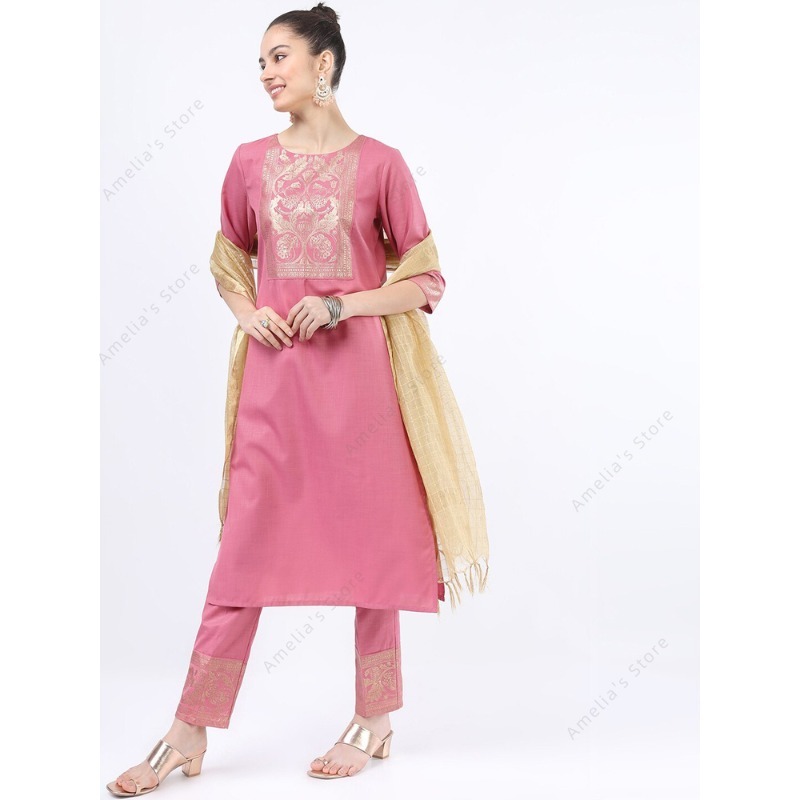 인도/파키스탄 여성용 핑크 쿠르타 3피스 세트 전통 의 - Salwar Kameez Set 리뷰 및 가격