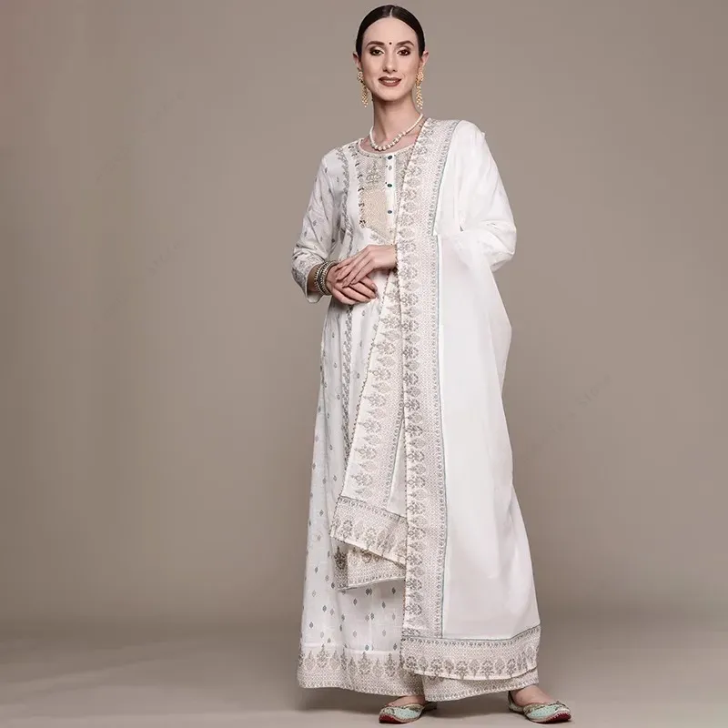 인도 여성 펀자브 정장 3 피스 세트 코튼 꽃 프린트  - Salwar Kameez Set 리뷰 및 가격