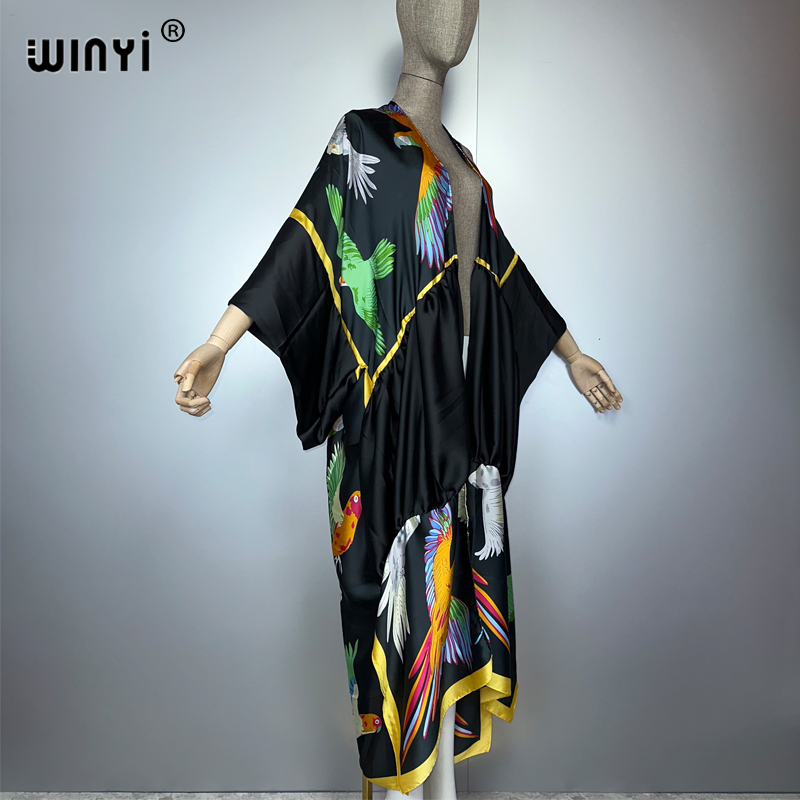 위니 프린트 보헤미안 키모노 맥시 비치웨어 커버업 휴가 - Kaftan Women Boho 리뷰 및 가격