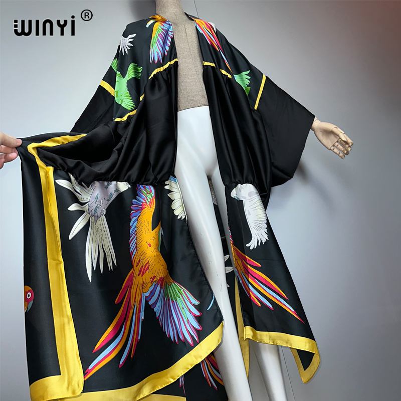 위니 프린트 보헤미안 키모노 맥시 비치웨어 커버업 휴가 - Kaftan Women Boho 리뷰 및 가격