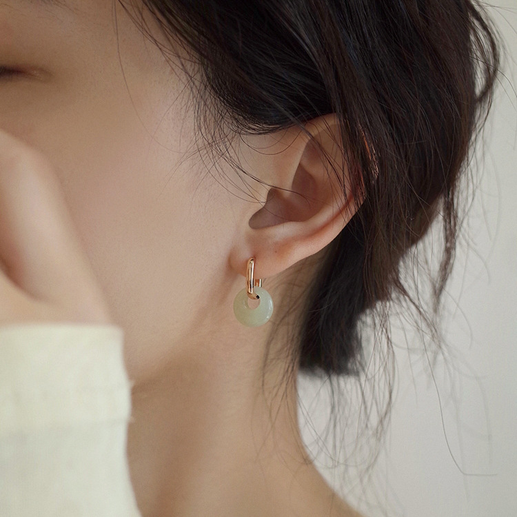 샘 팬더 925 스털링 실버 옥 기하학 후프 귀걸이 여 - Ethnic Fashion Designer 리뷰 및 가격