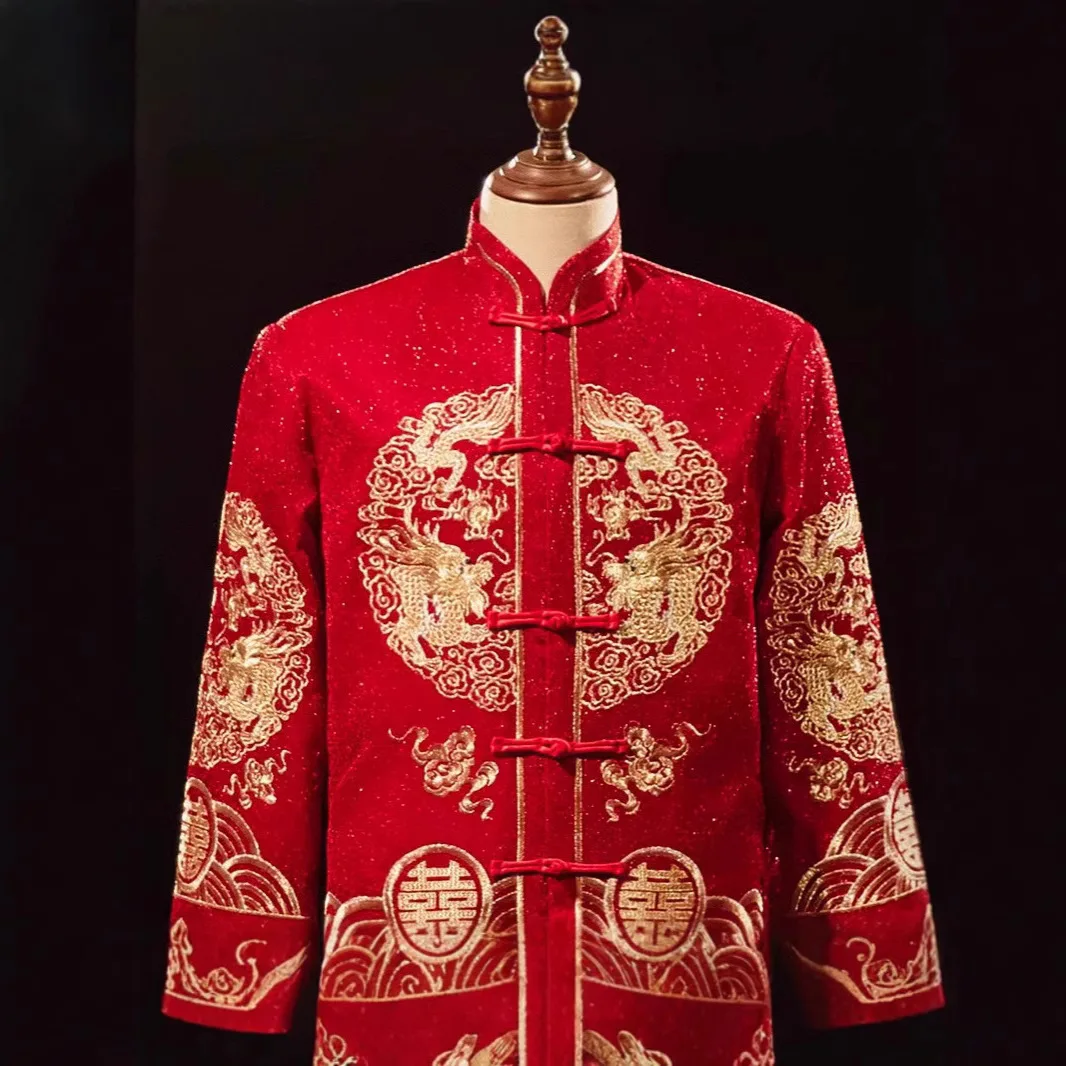 자수 시우허 남성 의상 스타일 신랑 중국 전통 결혼식  - Salwar Kameez Set 리뷰 및 가격