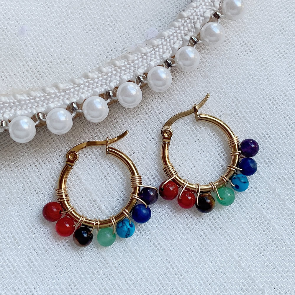 7 차크라 여성을위한 천연석 귀걸이 Reiki 치유 쥬 - Aura Ethnic Fashion 리뷰 및 가격